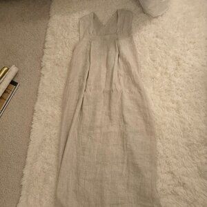 100% Linen Boho square neck maxi dress w/ pockets